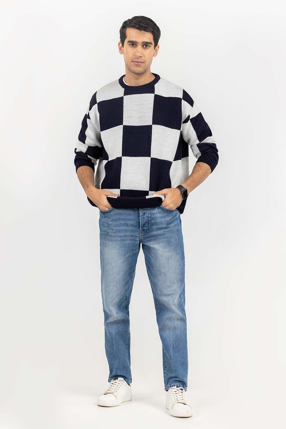 Multi Color Checkered Oversized Sweater SWT-FFSOS22-173