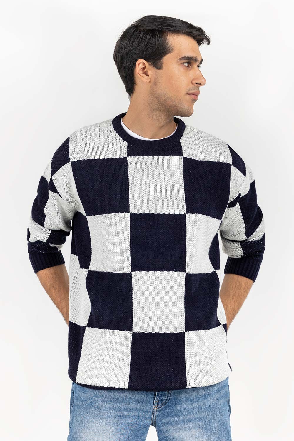 Multi Color Checkered Oversized Sweater SWT-FFSOS22-173