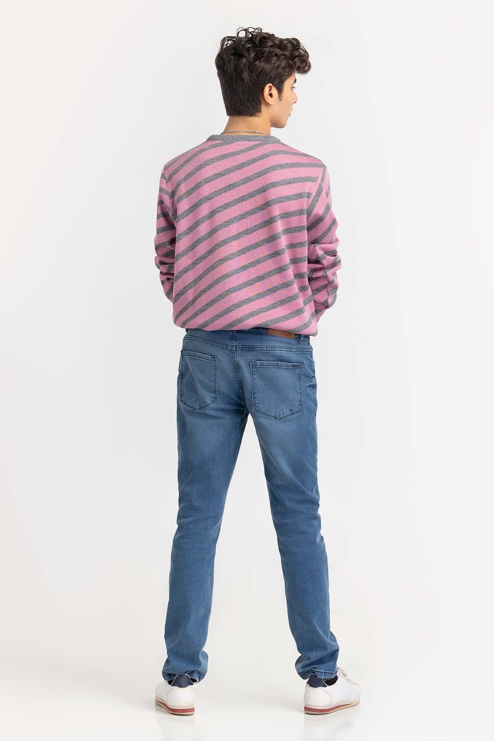 Multi Color Crew Neck Sweater Diagonal Striped SWT-FFSCN22-110-1