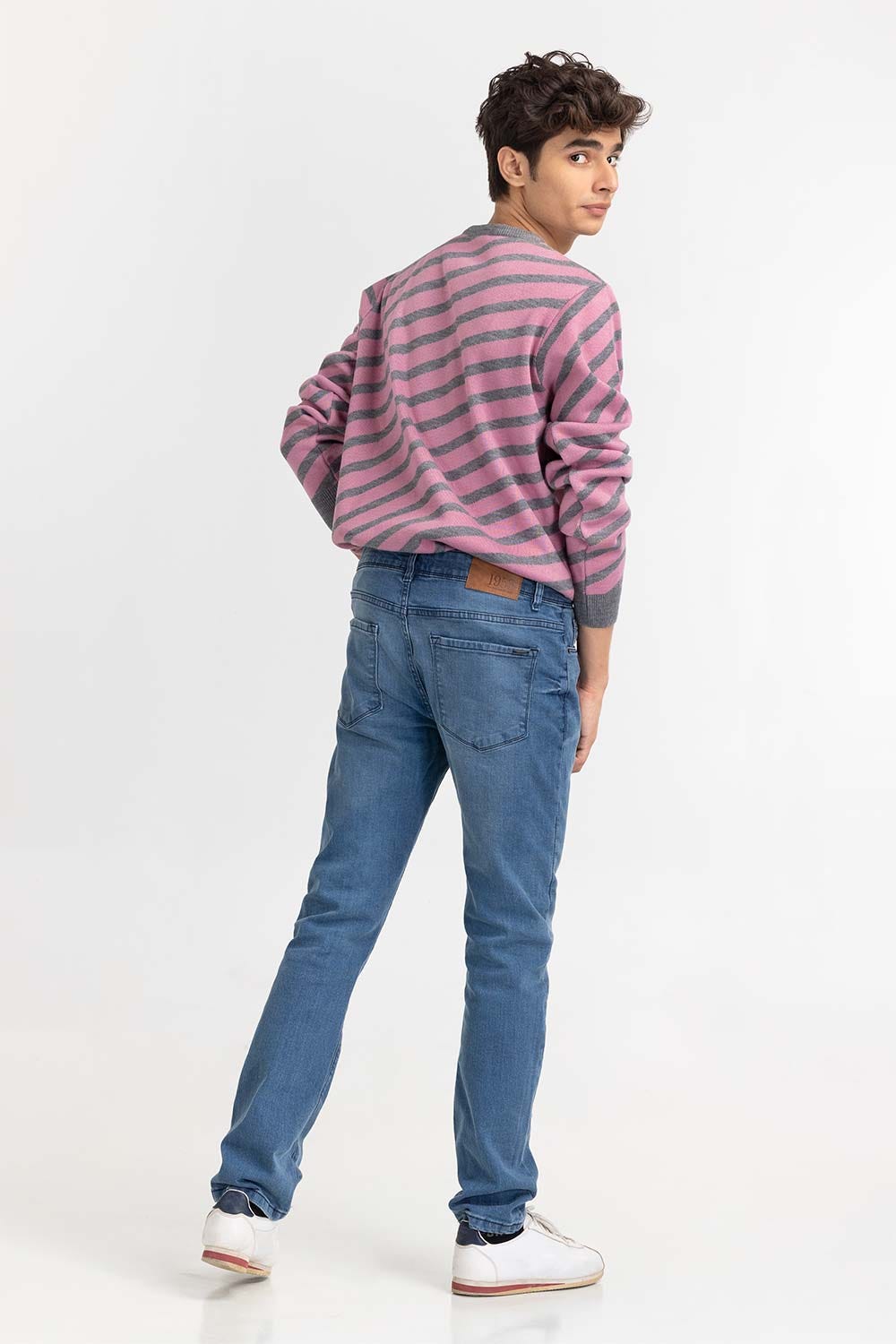 Multi Color Crew Neck Sweater Diagonal Striped SWT-FFSCN22-110-1