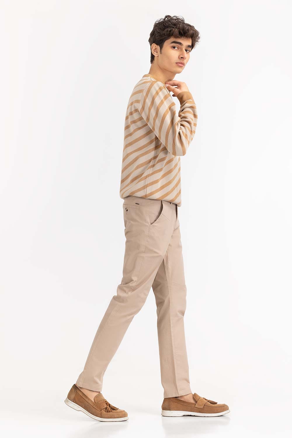 Multi Color Crew Neck Sweater Diagonal Striped SWT-FFSCN22-110-2