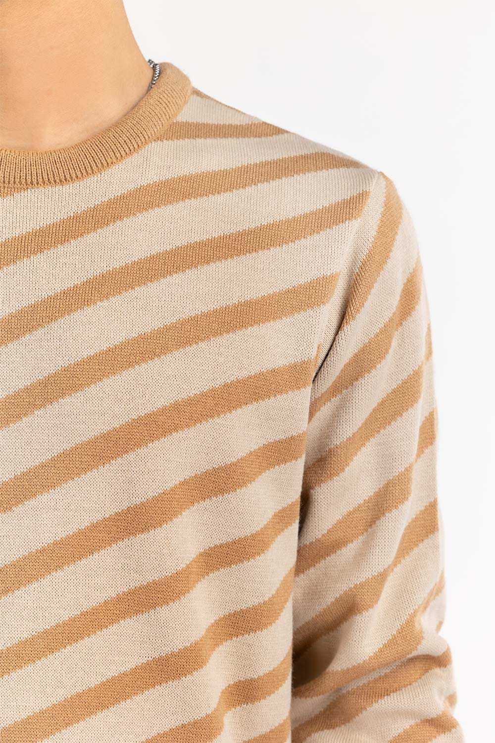 Multi Color Crew Neck Sweater Diagonal Striped SWT-FFSCN22-110-2