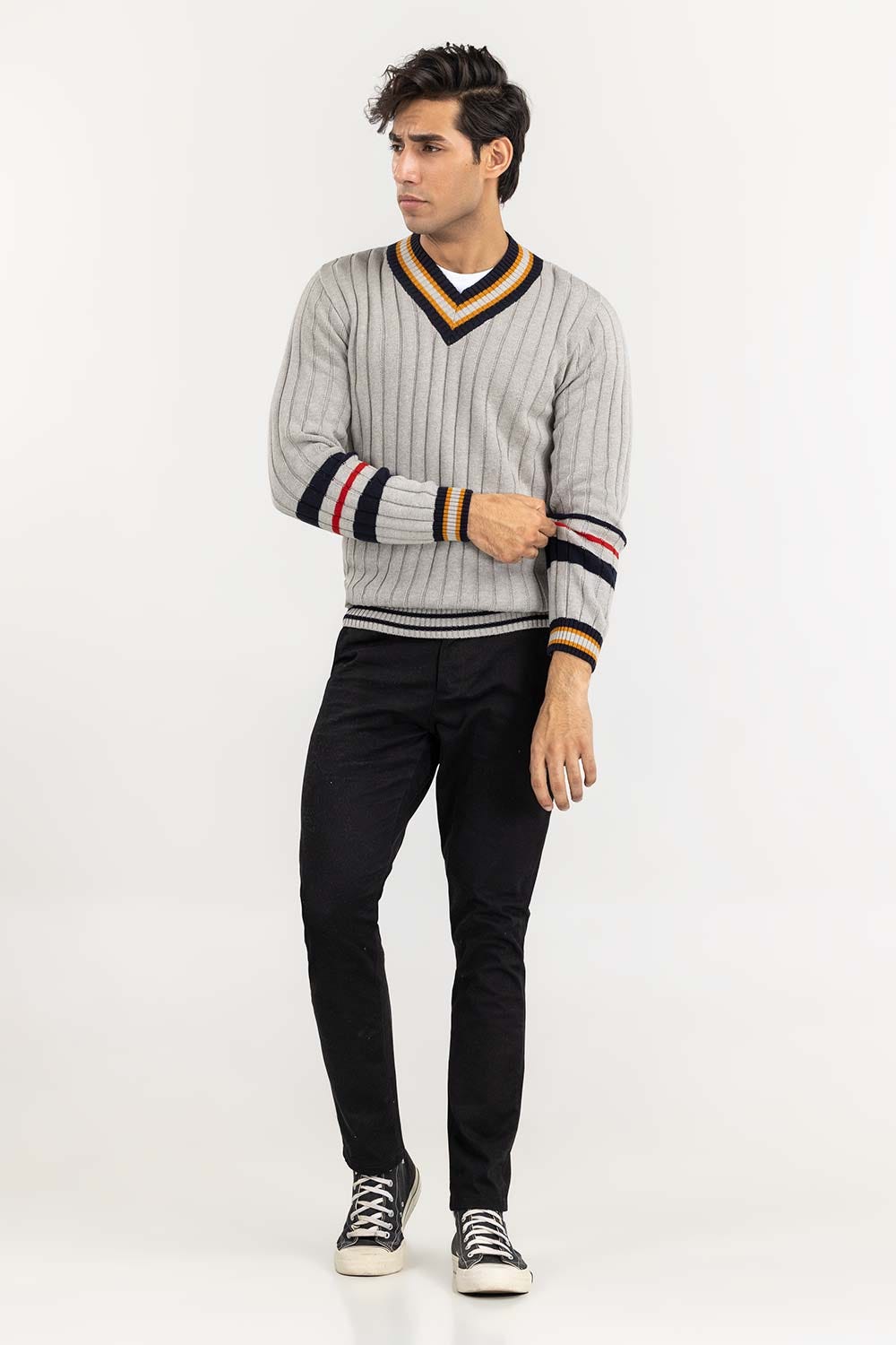 Multi Color Cricket V Neck Sweater SWT-FFSVN22-186