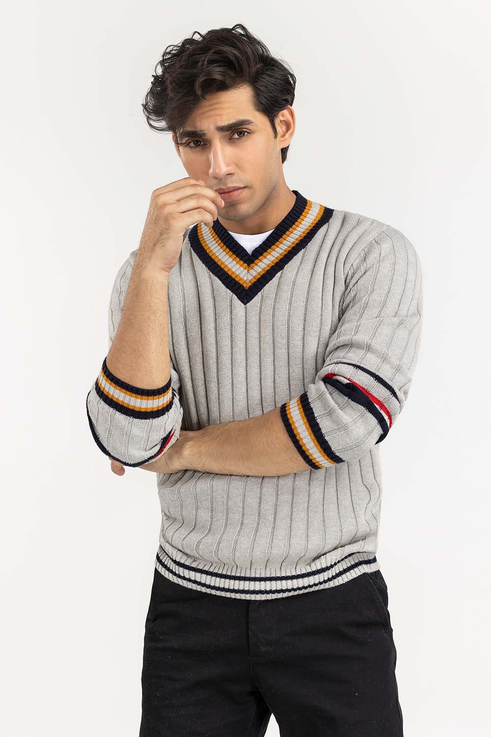 Multi Color Cricket V Neck Sweater SWT-FFSVN22-186