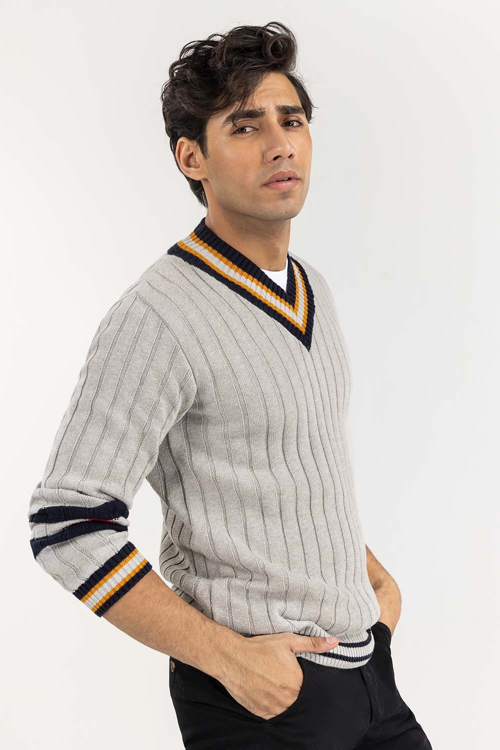 Multi Color Cricket V Neck Sweater SWT-FFSVN22-186