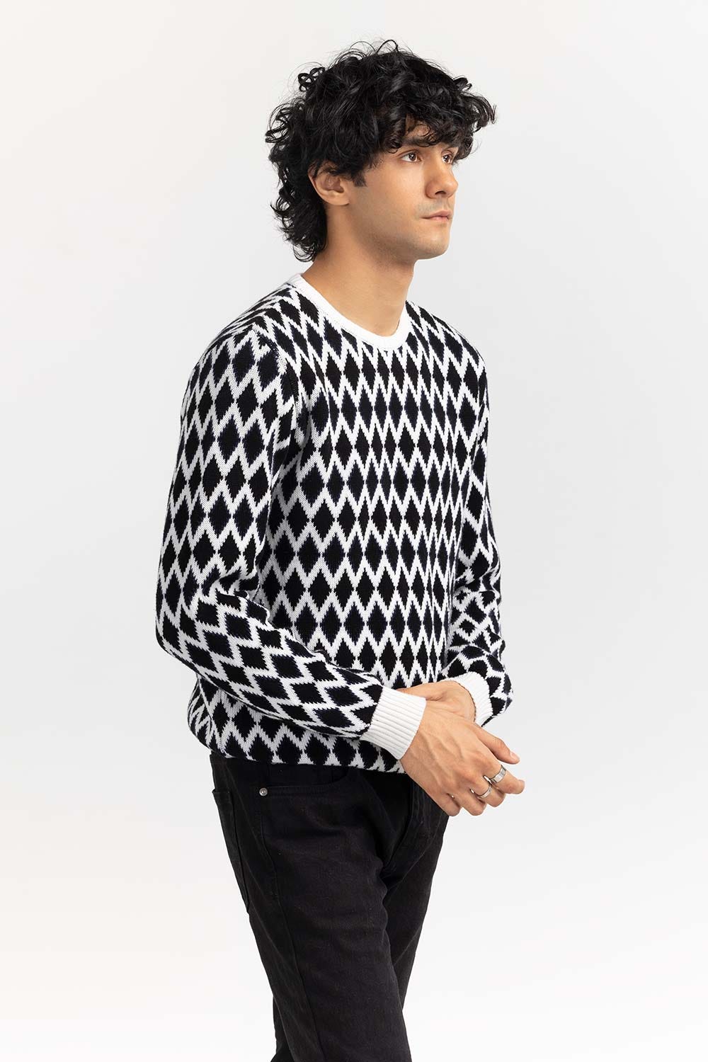 Multi Color Diamond Crew Neck Sweater SWT-FFSCN22-166
