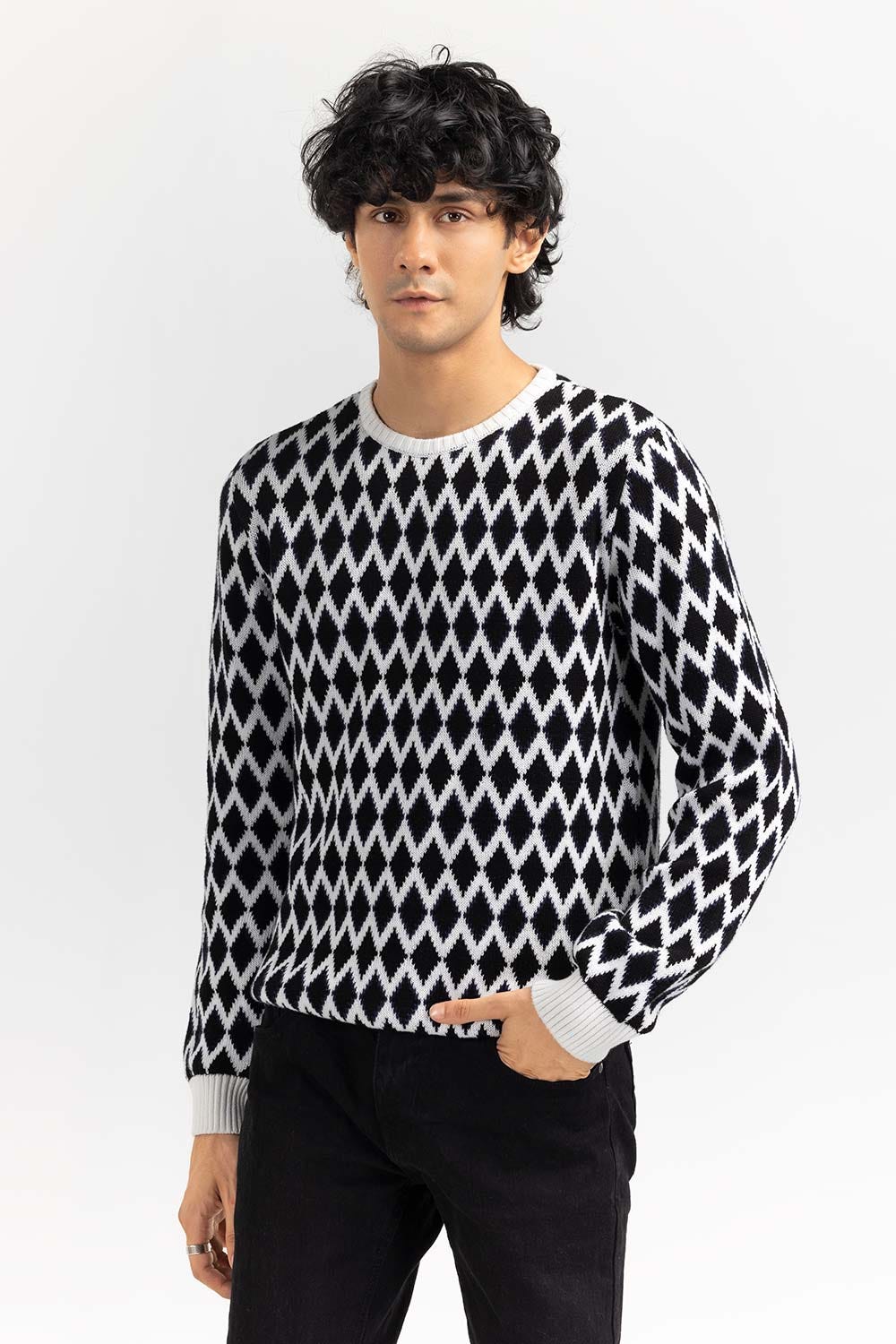 Multi Color Diamond Crew Neck Sweater SWT-FFSCN22-166