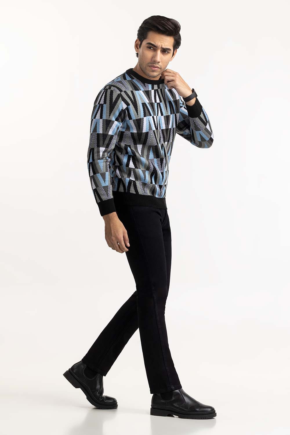Multi Color Geomatric Pattern Sweater SWT-FFSHN22-156