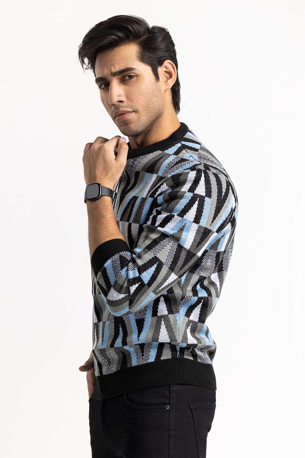 Multi Color Geomatric Pattern Sweater SWT-FFSHN22-156