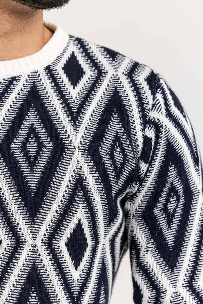 Multi Color Jacquard Crew Neck Sweater SWT-FFSCN22-179