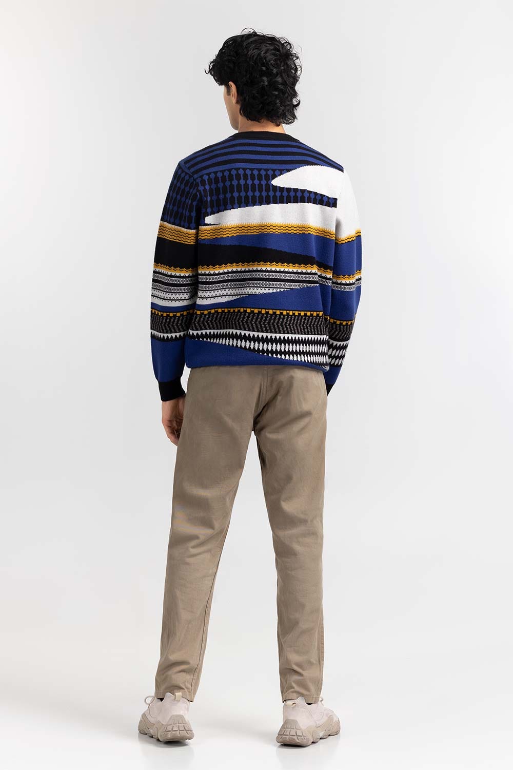 Multi Color Jacquard Crew Neck Sweater SWT-FFSCN22-266