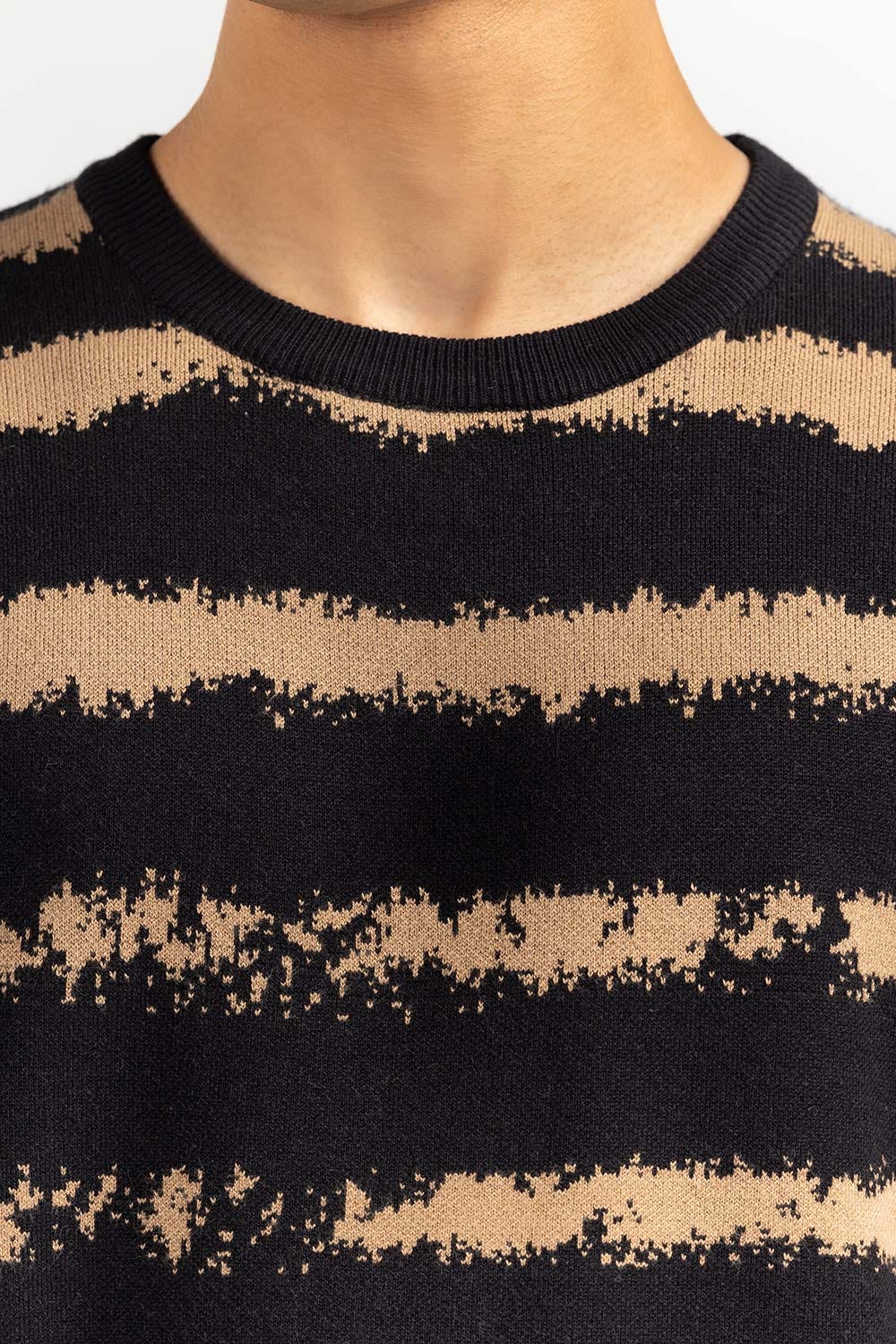 Multi Color Missed Print Striped Crew Neck Sweater SWT-FFSCN22-228