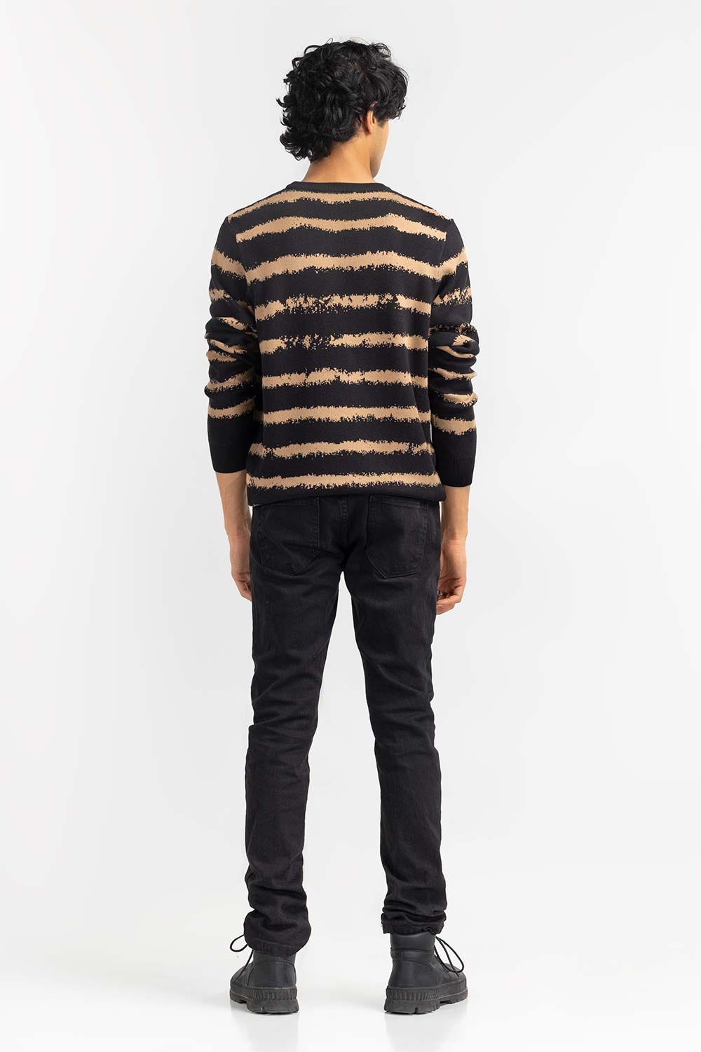 Multi Color Missed Print Striped Crew Neck Sweater SWT-FFSCN22-228