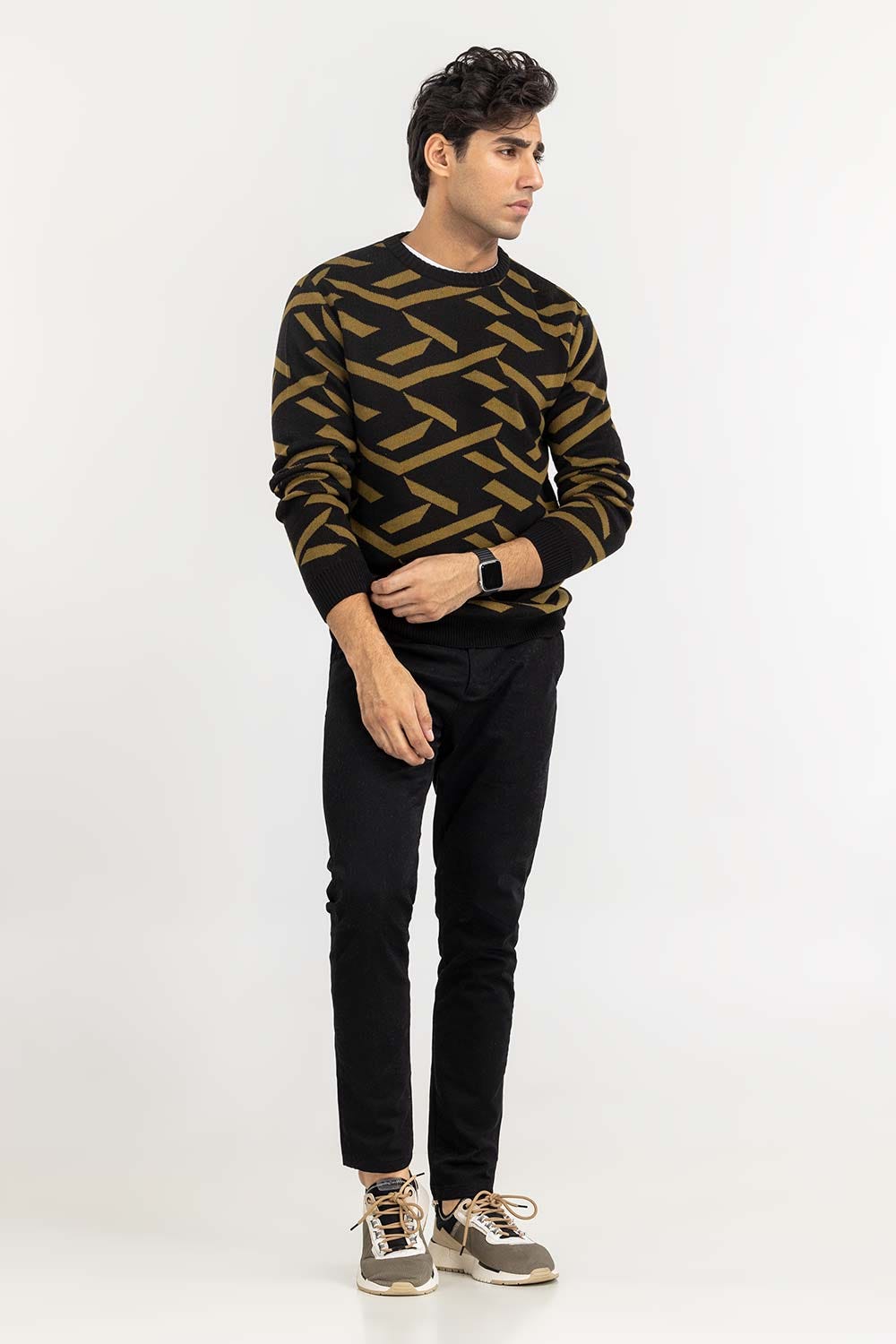 Multi Color Pattern Crew Neck Sweater SWT-FFSCN22-213