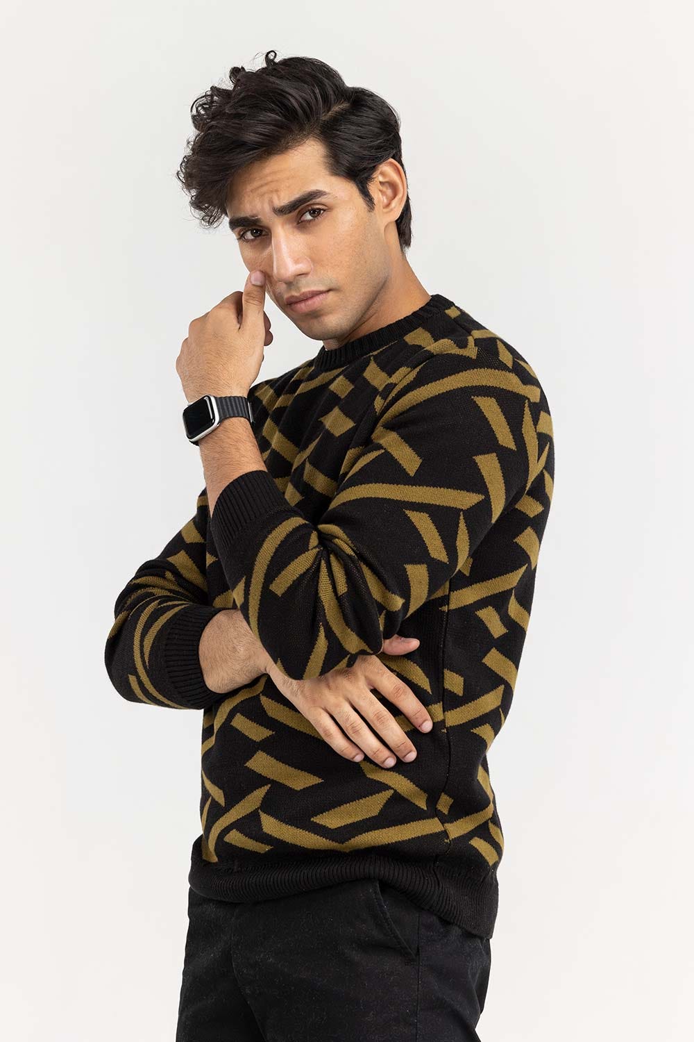 Multi Color Pattern Crew Neck Sweater SWT-FFSCN22-213