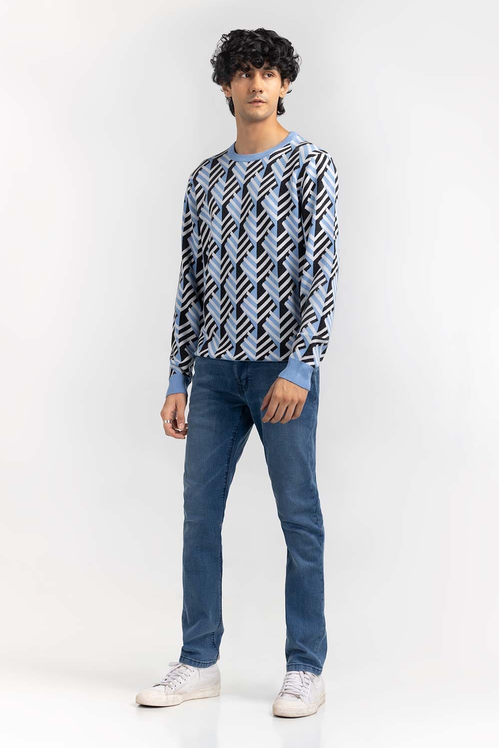 Multi Color Pattern Crew Neck Sweater SWT-FFSCN22-247