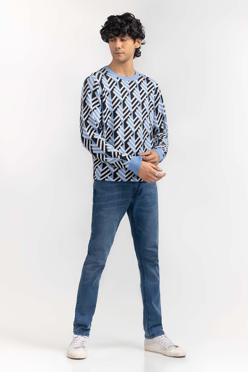 Multi Color Pattern Crew Neck Sweater SWT-FFSCN22-247