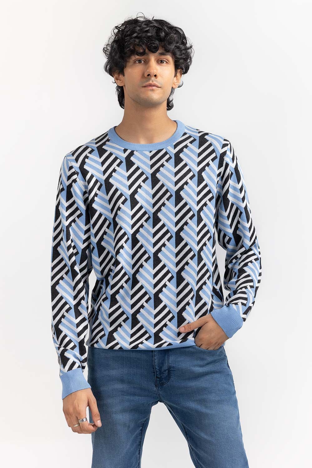 Multi Color Pattern Crew Neck Sweater SWT-FFSCN22-247