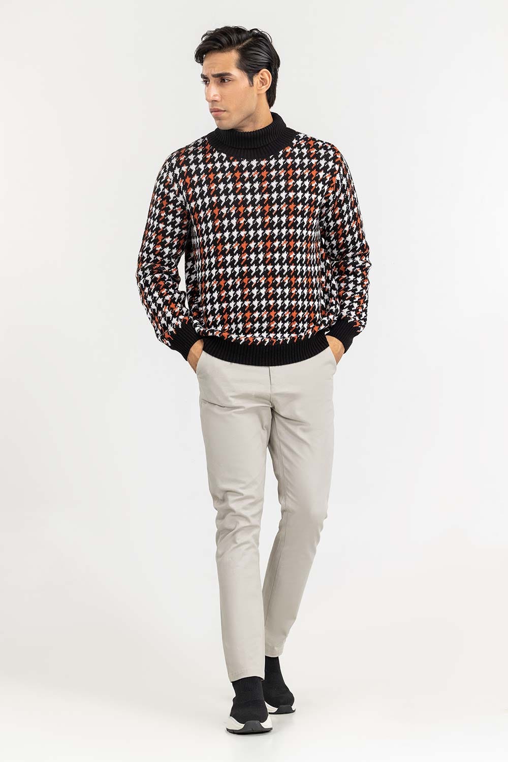 Multi Color Pattern Turtle Neck Sweater SWT-FFSTN22-175