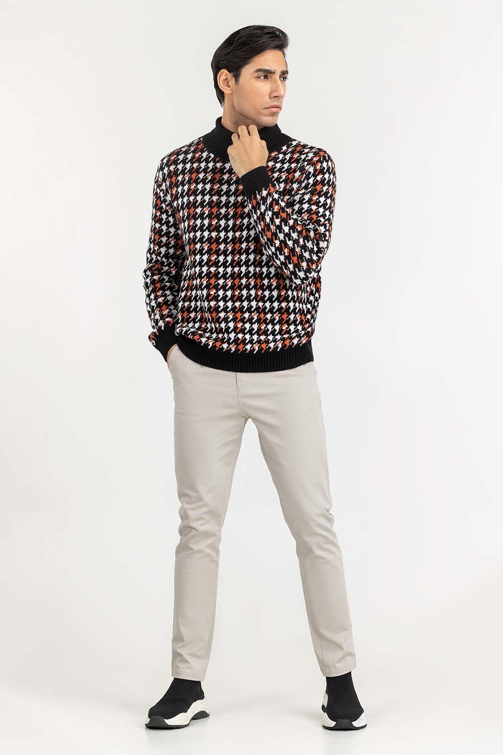 Multi Color Pattern Turtle Neck Sweater SWT-FFSTN22-175