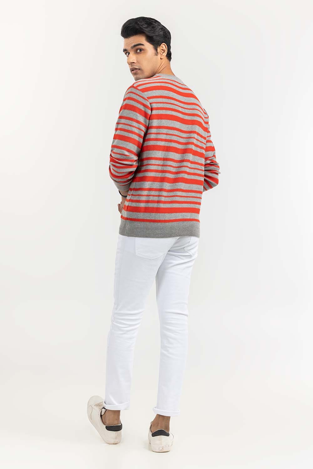 Multi Color Striped Crew Neck Sweater SWT-FFSCN22-129
