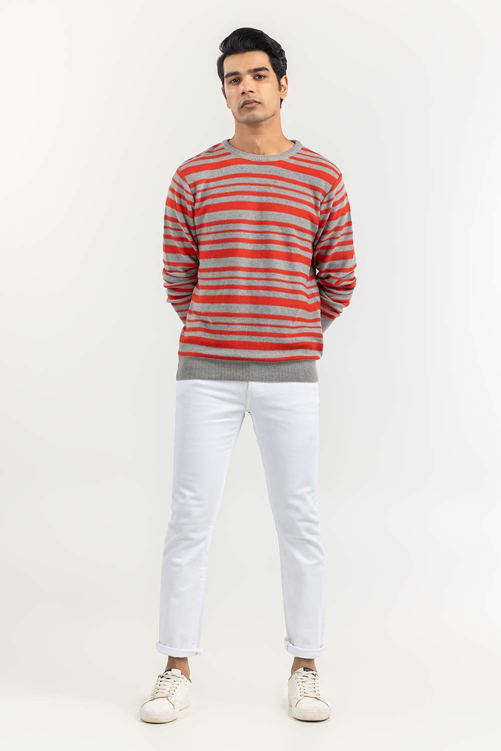 Multi Color Striped Crew Neck Sweater SWT-FFSCN22-129