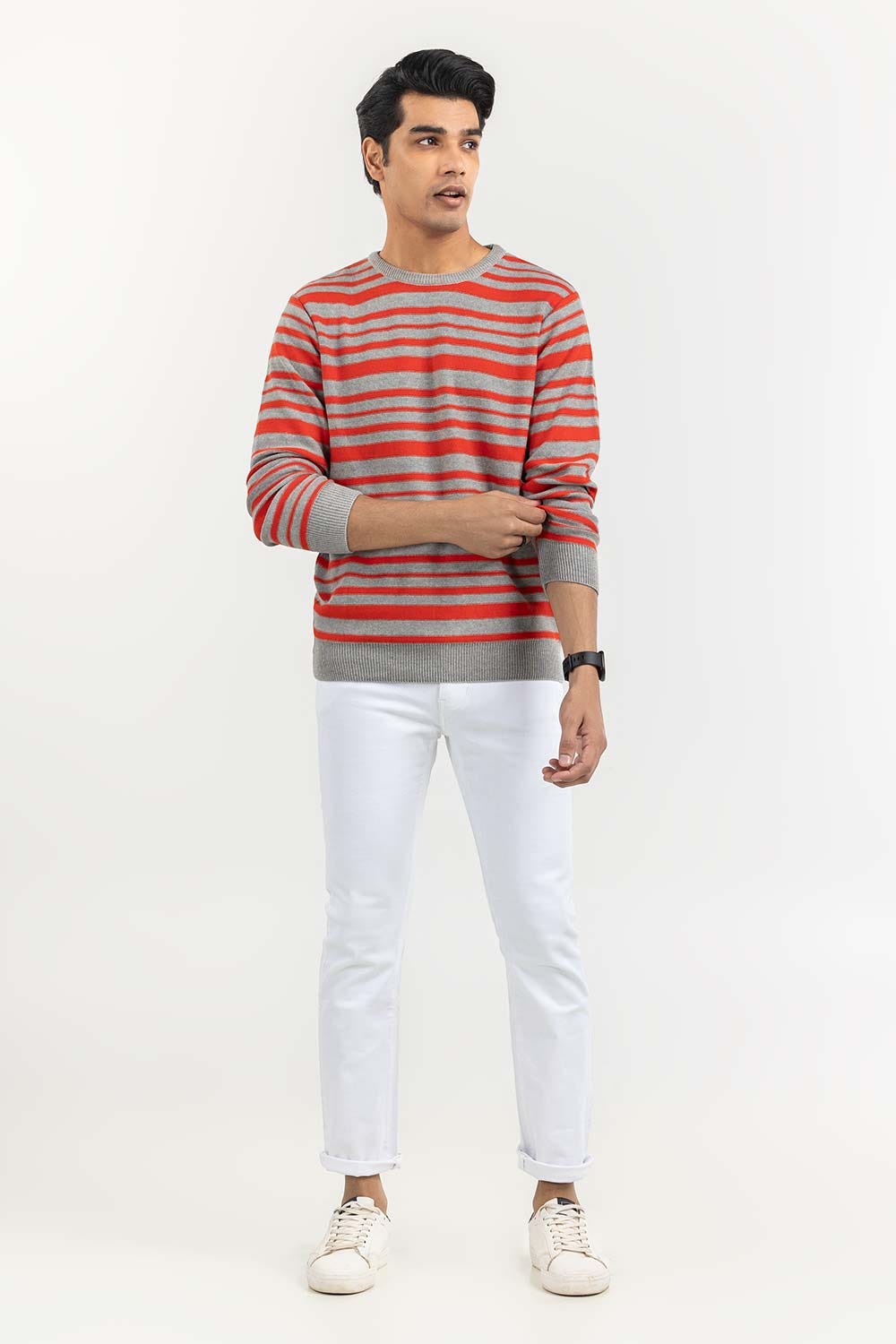 Multi Color Striped Crew Neck Sweater SWT-FFSCN22-129