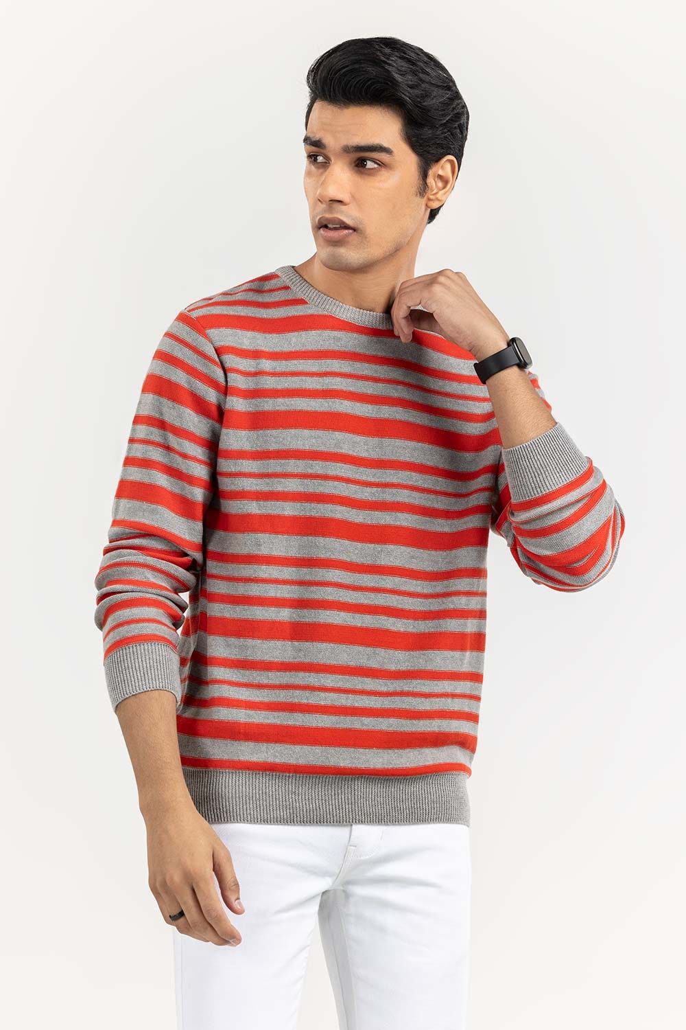 Multi Color Striped Crew Neck Sweater SWT-FFSCN22-129