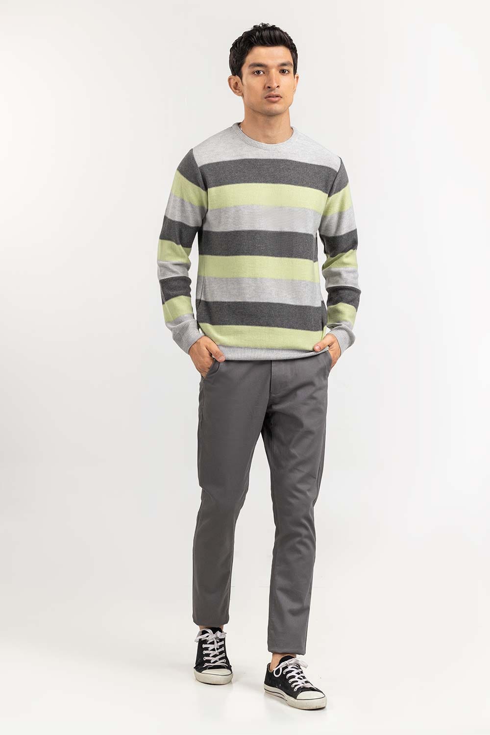 Multi Color Striped Crew Neck Sweater SWT-FFSCN22-133