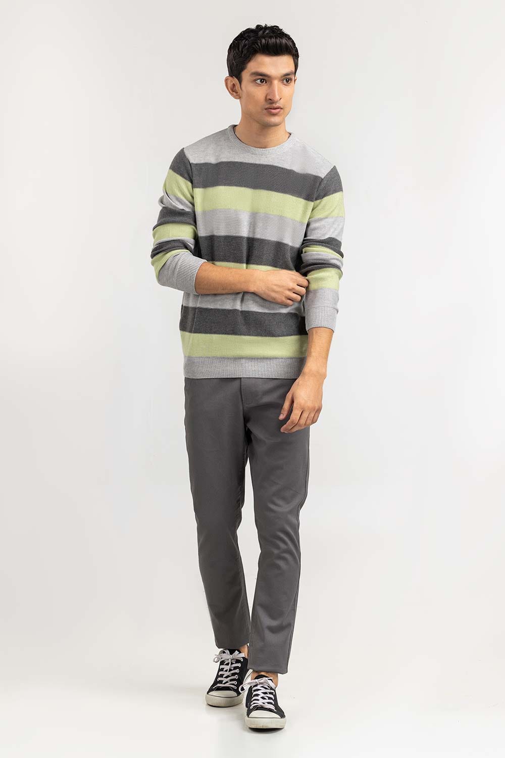 Multi Color Striped Crew Neck Sweater SWT-FFSCN22-133