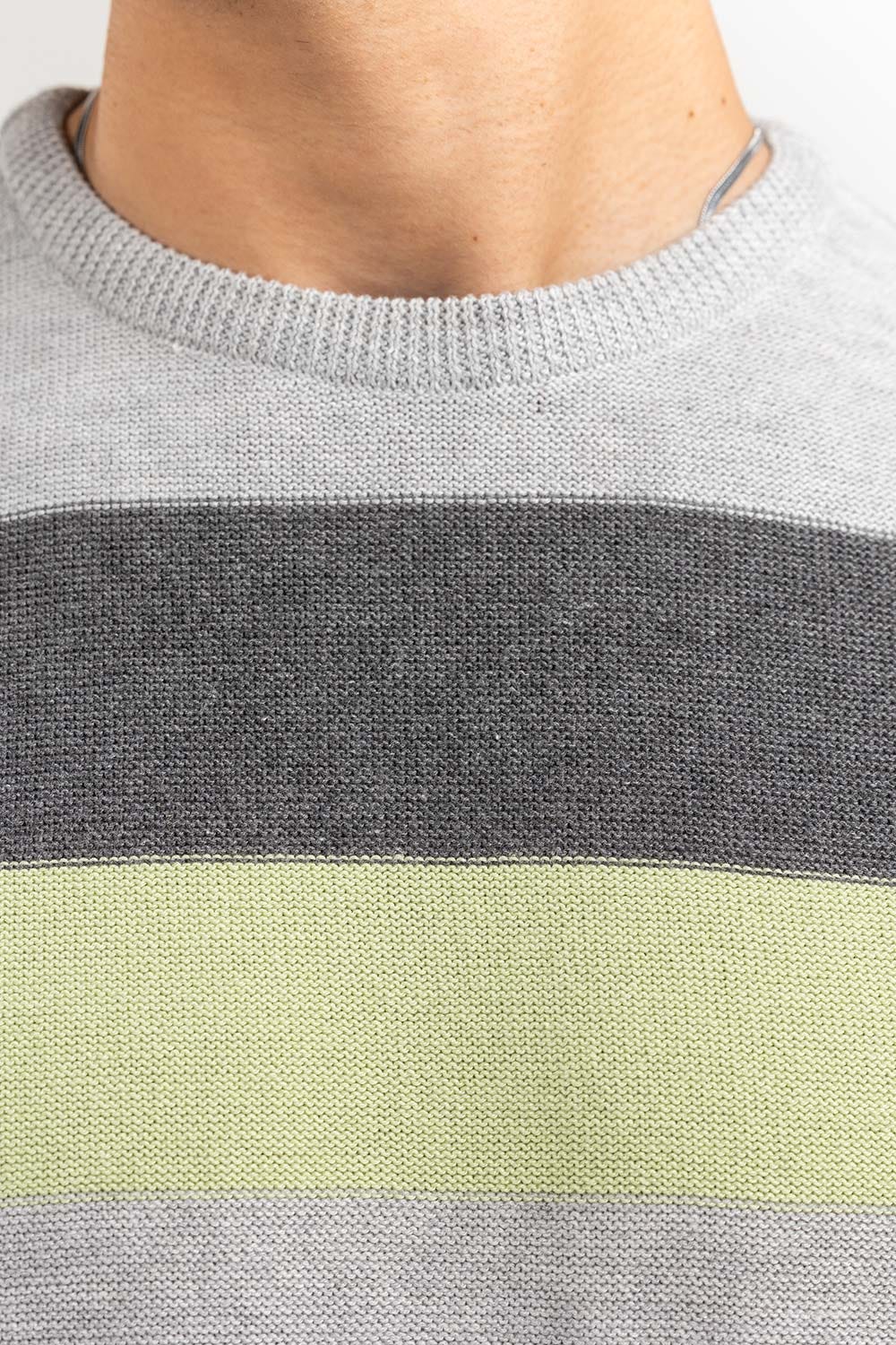 Multi Color Striped Crew Neck Sweater SWT-FFSCN22-133