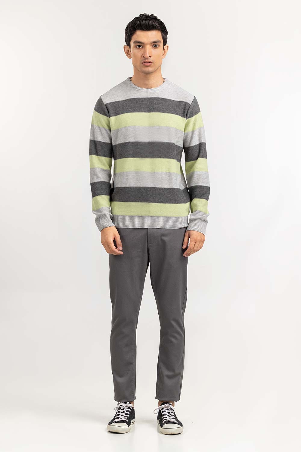 Multi Color Striped Crew Neck Sweater SWT-FFSCN22-133