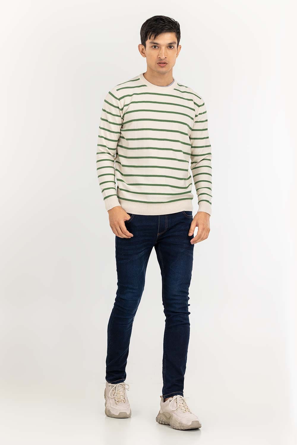 Multi Color Striped Crew Neck Sweater SWT-FFSCN22-145