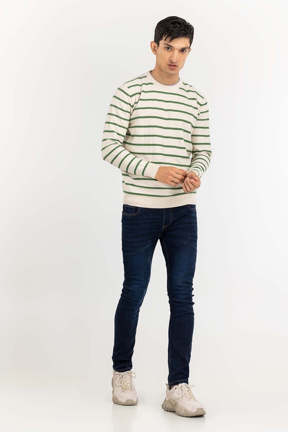 Multi Color Striped Crew Neck Sweater SWT-FFSCN22-145