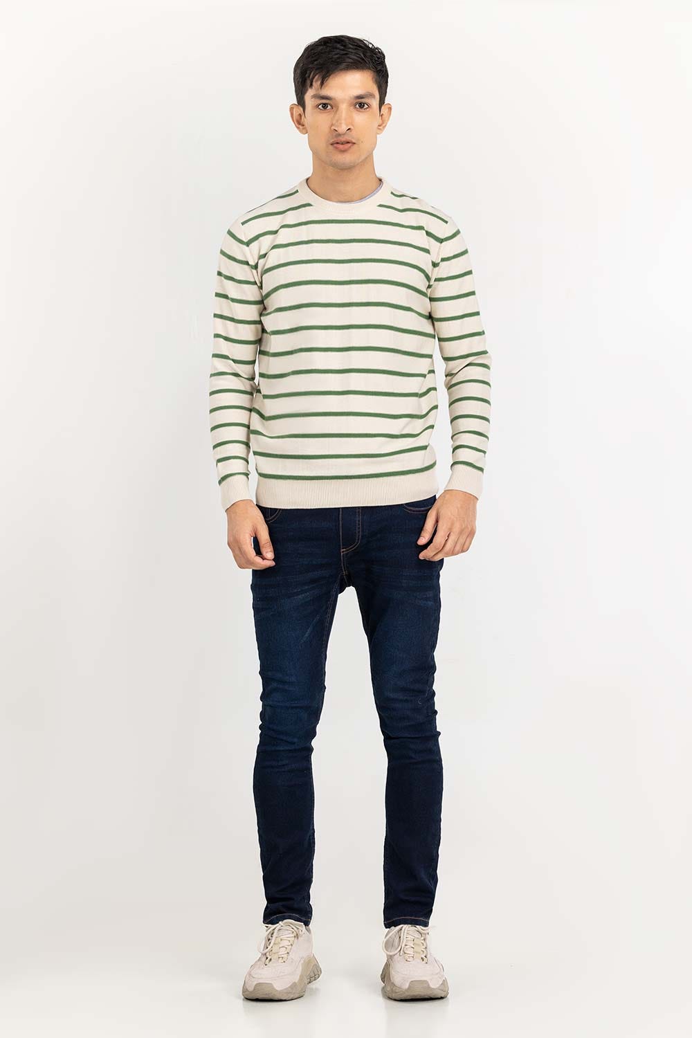 Multi Color Striped Crew Neck Sweater SWT-FFSCN22-145