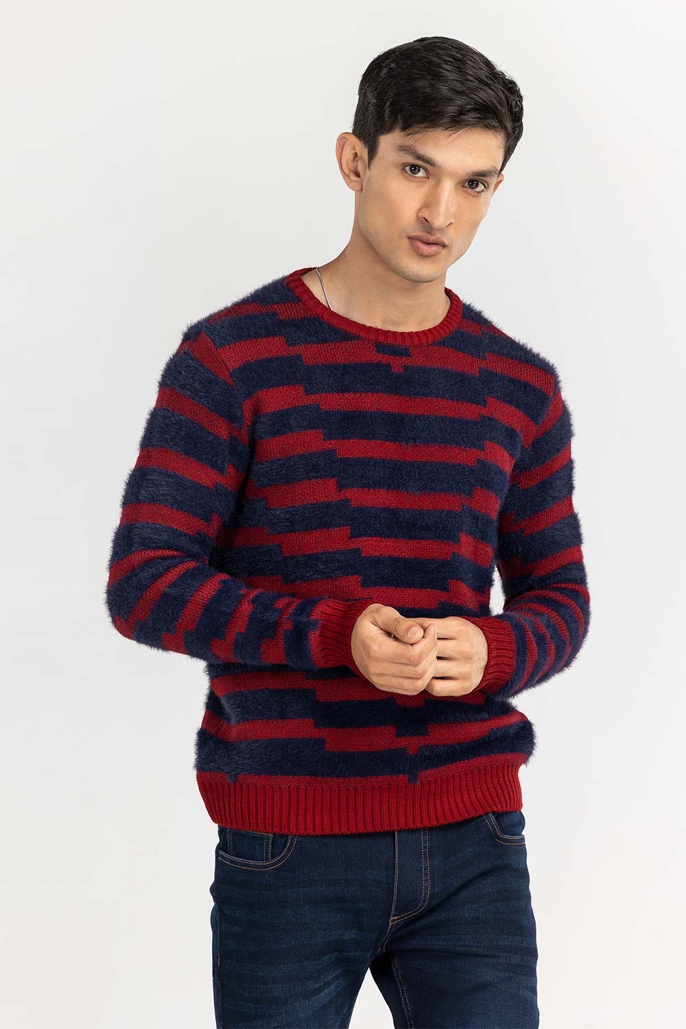 Multi Color Striped Crew Neck Sweater SWT-FFSCN22-157