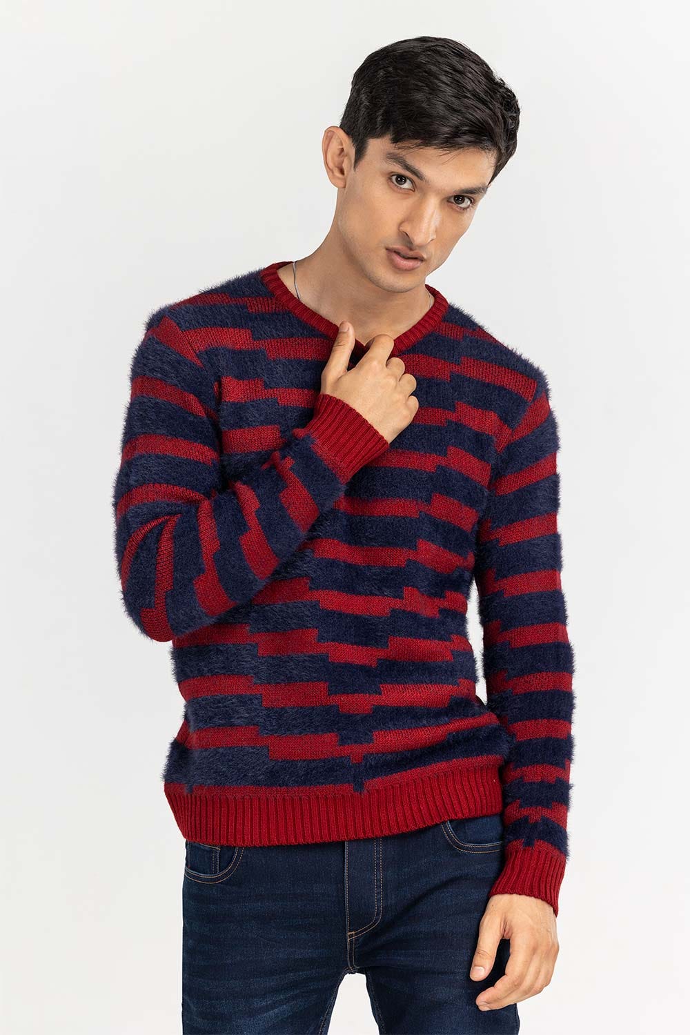 Multi Color Striped Crew Neck Sweater SWT-FFSCN22-157
