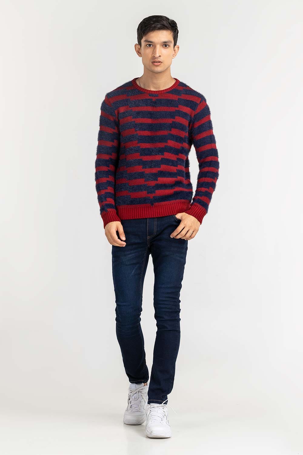 Multi Color Striped Crew Neck Sweater SWT-FFSCN22-157