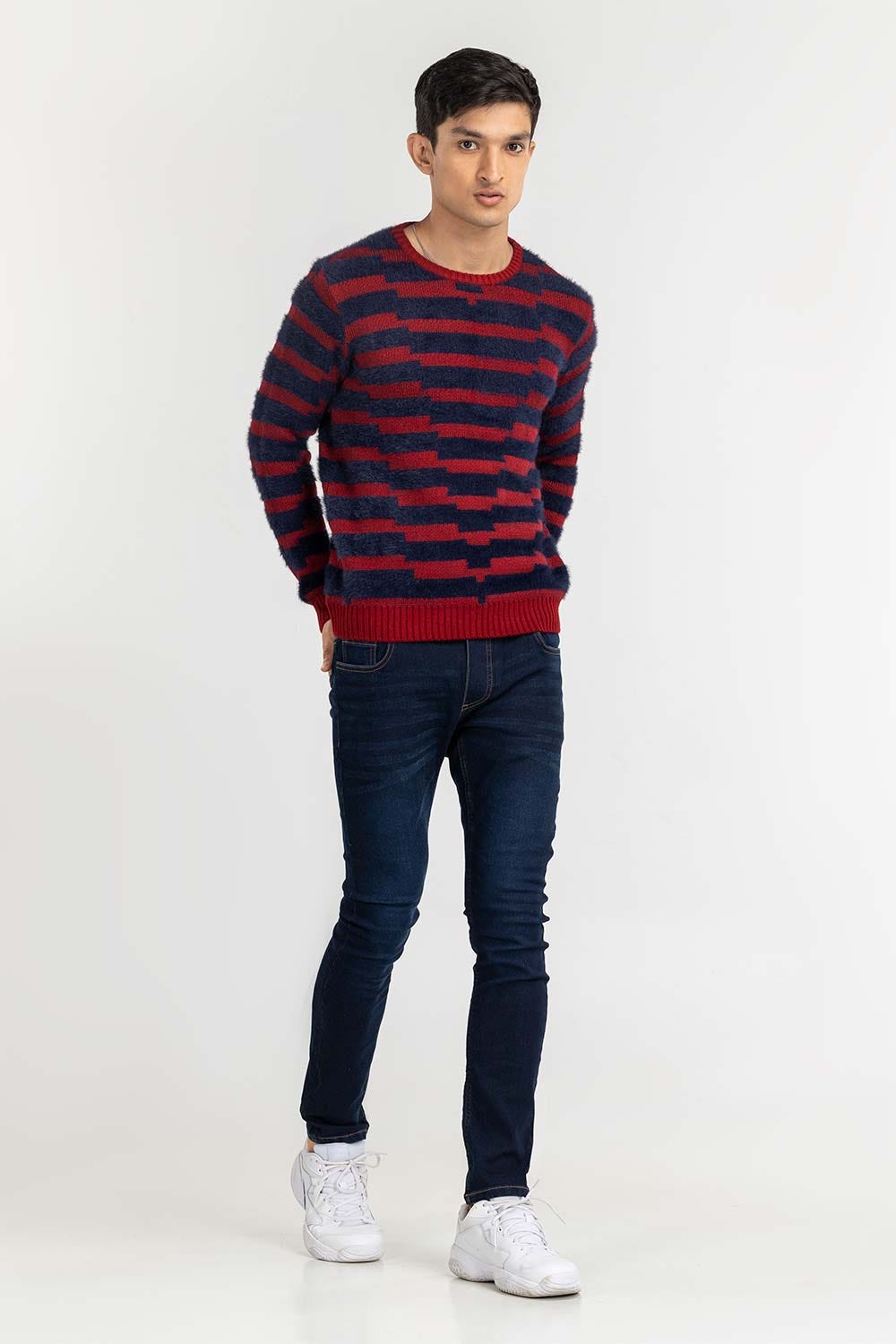 Multi Color Striped Crew Neck Sweater SWT-FFSCN22-157