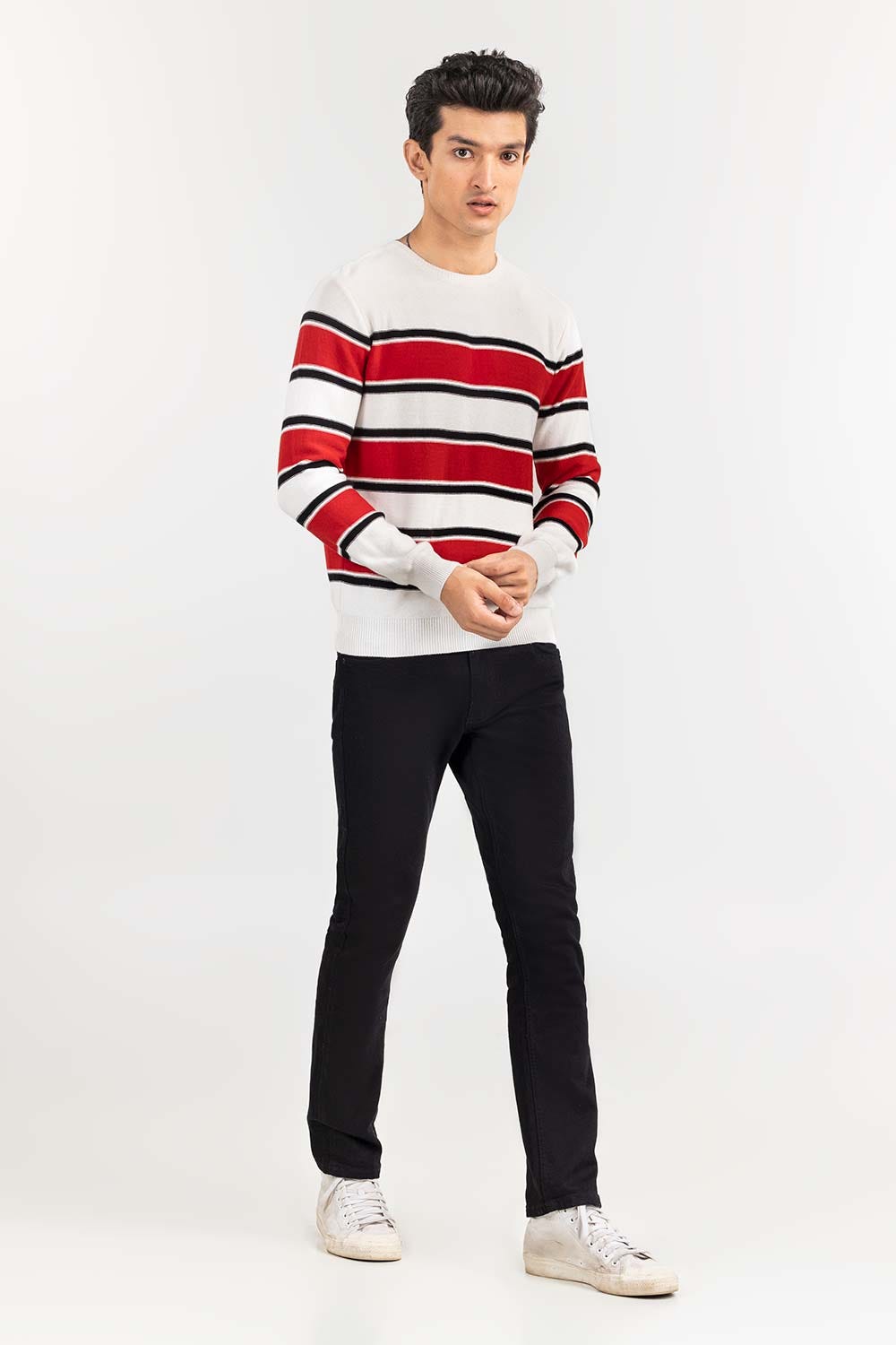 Multi Color Striped Crew Neck Sweater SWT-FFSCN22-165