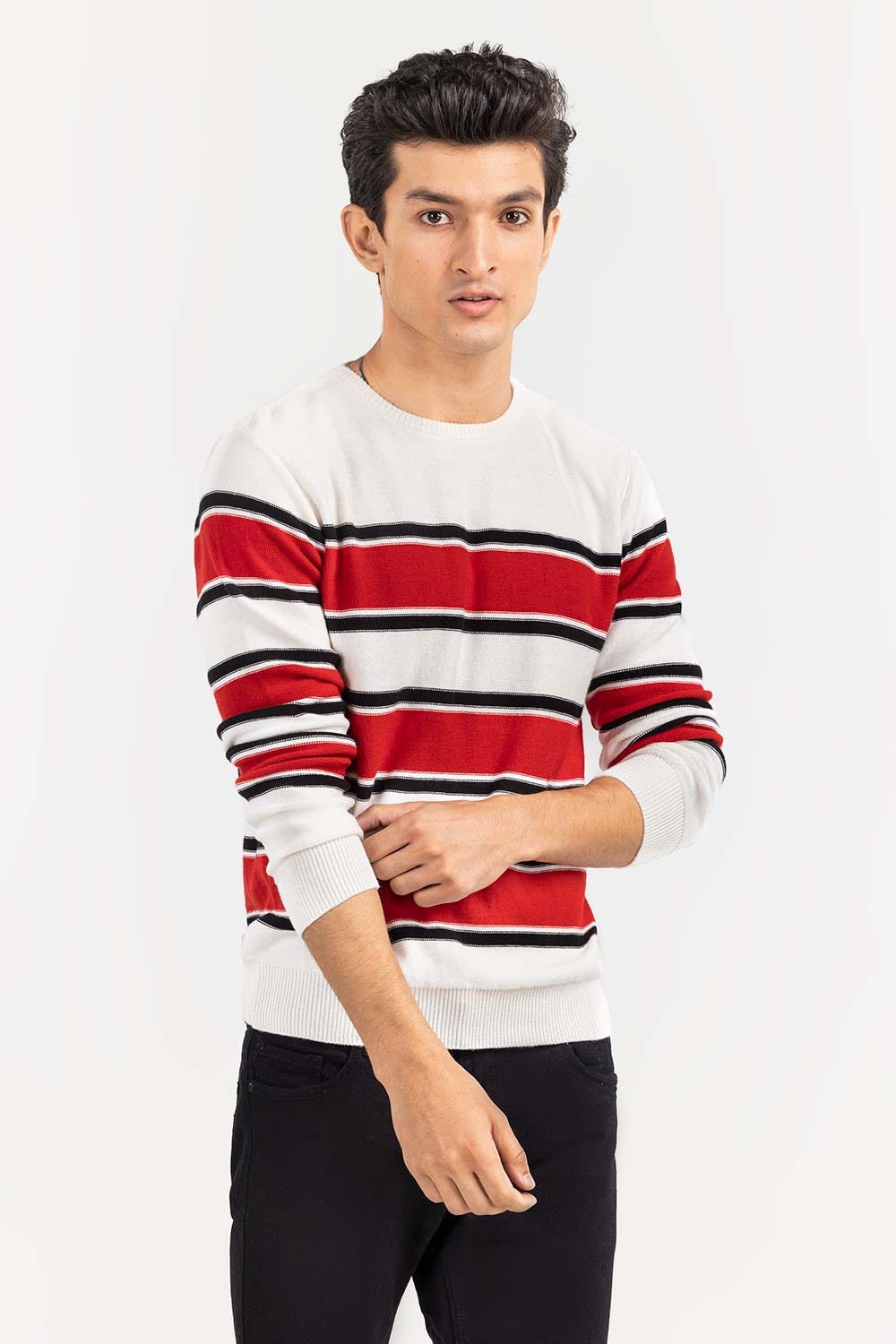 Multi Color Striped Crew Neck Sweater SWT-FFSCN22-165