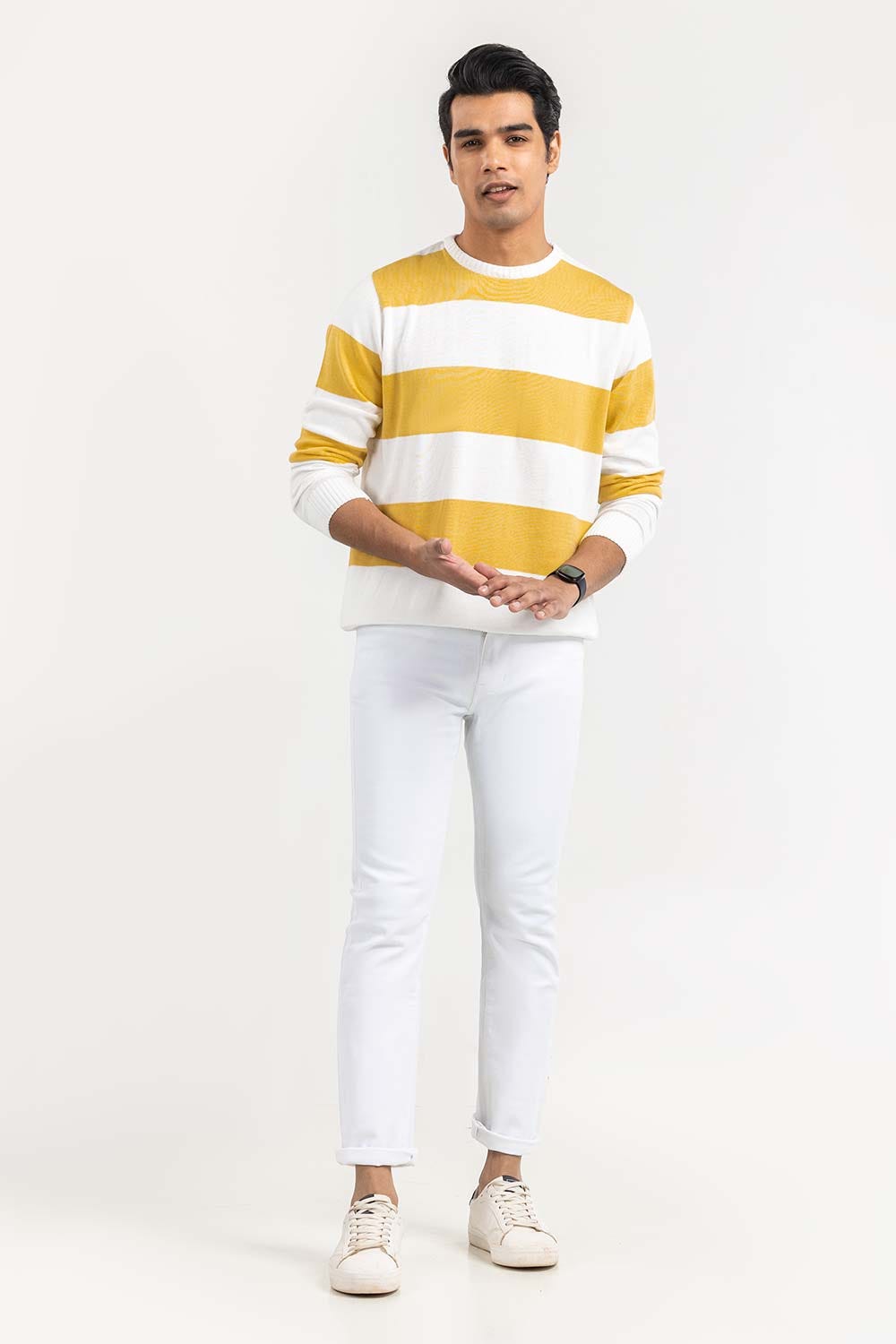 Multi Color Striped Crew Neck Sweater SWT-FFSCN22-202