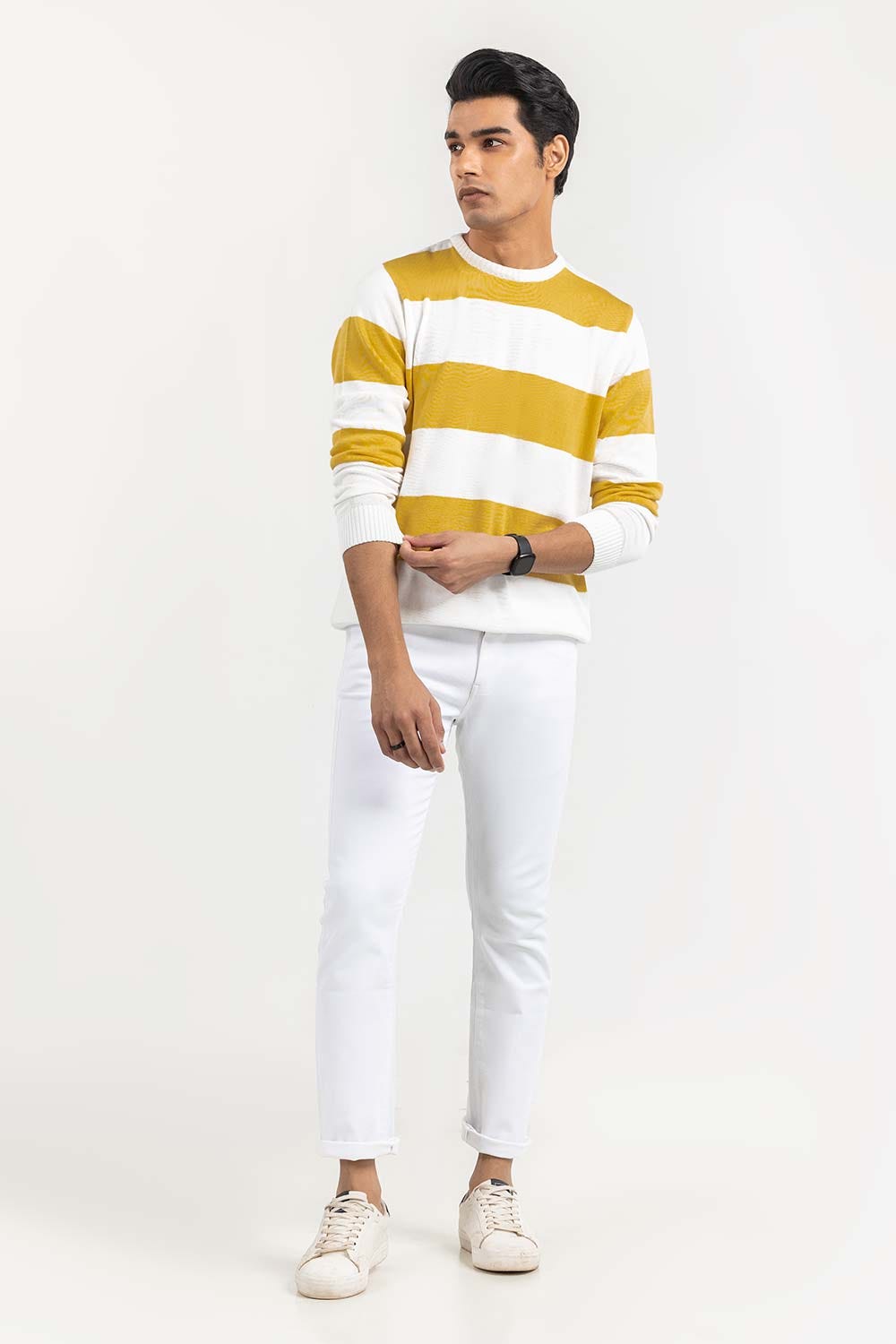 Multi Color Striped Crew Neck Sweater SWT-FFSCN22-202