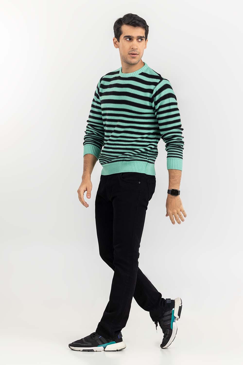 Multi Color Striped Crew Neck Sweater SWT-FFSCN22-211