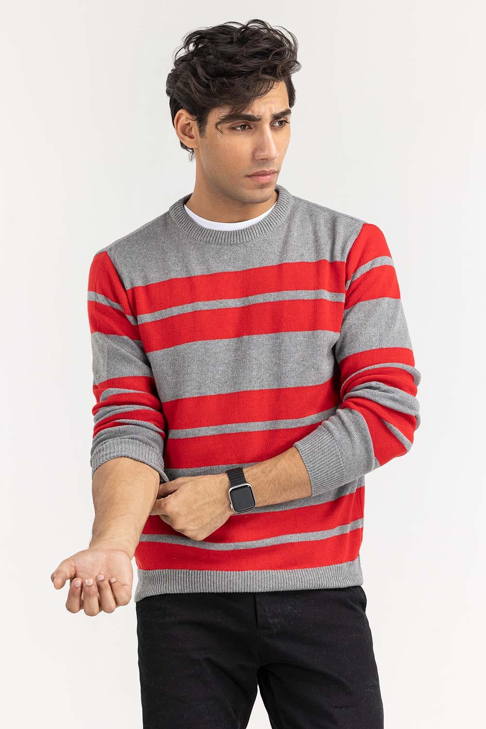 Multi Color Striped Crew Neck Sweater SWT-FFSCN22-214