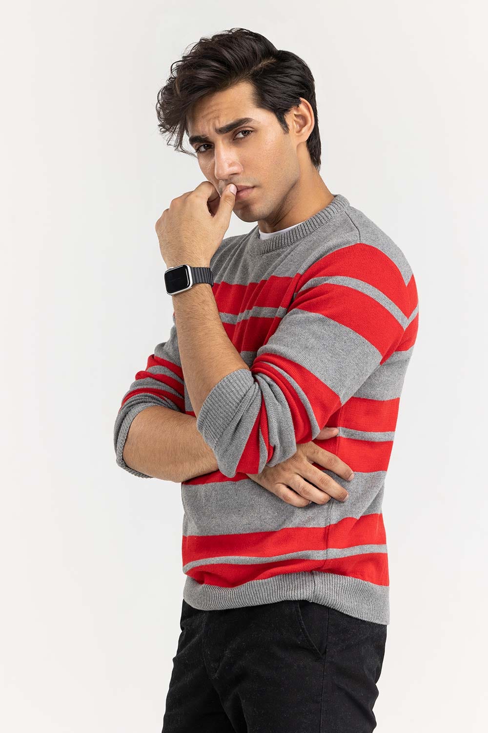 Multi Color Striped Crew Neck Sweater SWT-FFSCN22-214