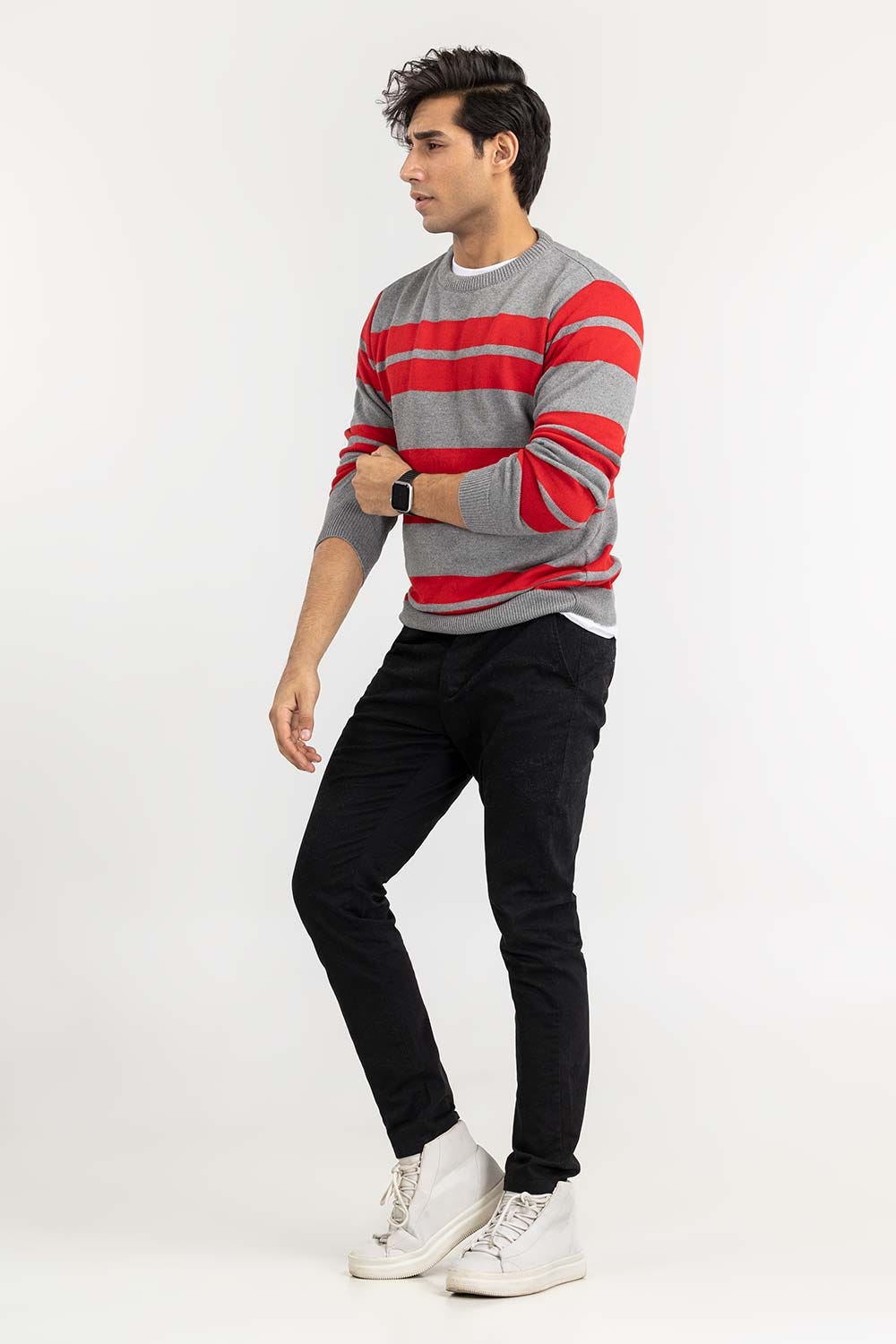 Multi Color Striped Crew Neck Sweater SWT-FFSCN22-214