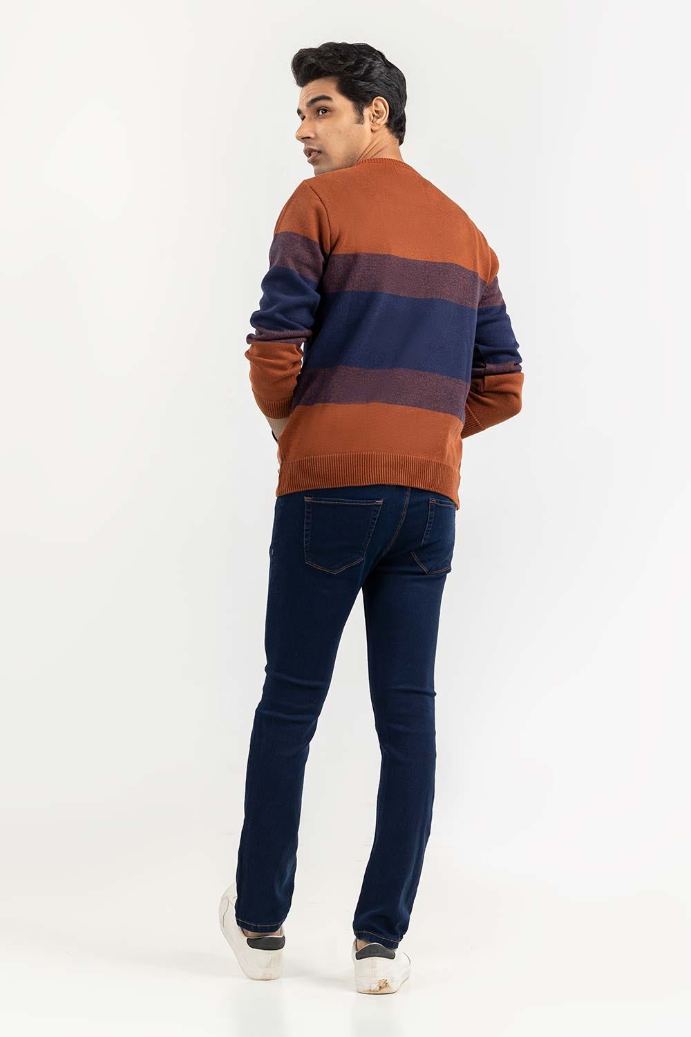 Multi Color Striped Crew Neck Sweater SWT-FFSCN22-218
