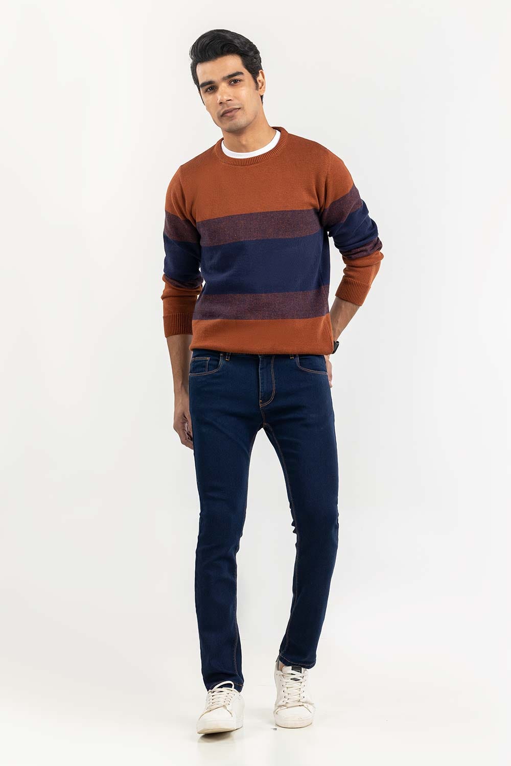 Multi Color Striped Crew Neck Sweater SWT-FFSCN22-218