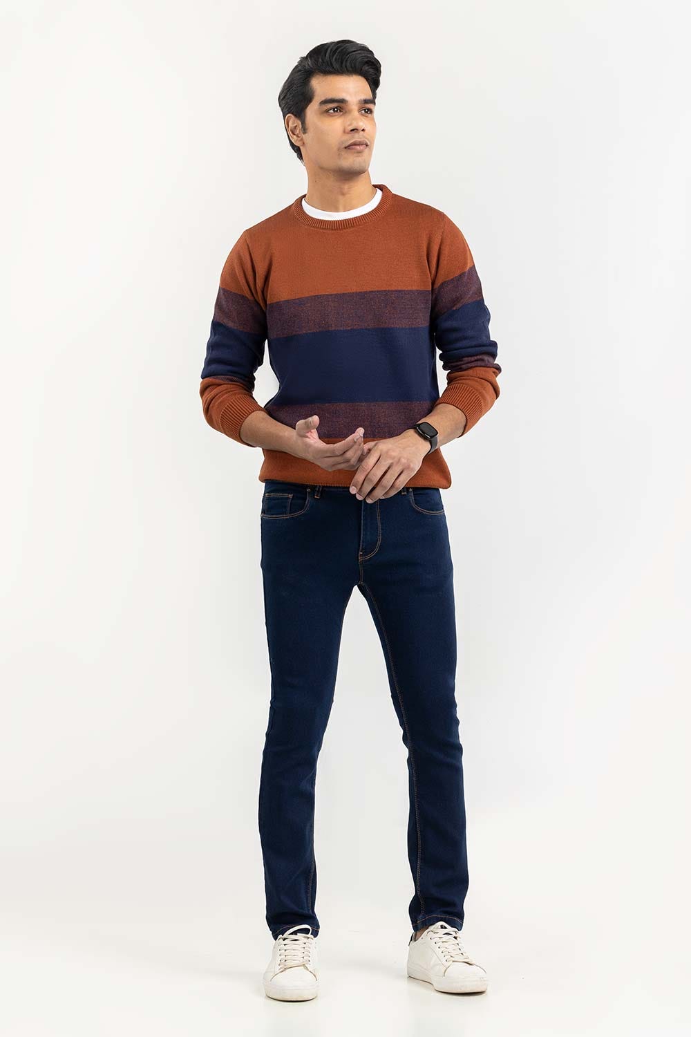 Multi Color Striped Crew Neck Sweater SWT-FFSCN22-218